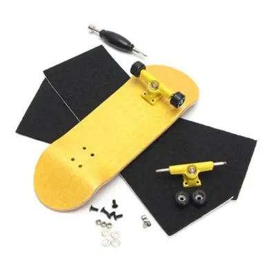 (Yellow) Wooden Multicolor Baseboard Mini Skateboard Set Indoor Toys