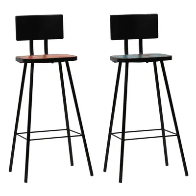 (2 pcs) vidaXL Bar Chairs Kitchen Seat Counter Stool Multicolour Solid Reclaimed Wood