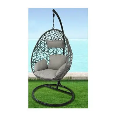 Grey Swing Hanging Egg Chair Rattan Wicker Indoor & Outdoor