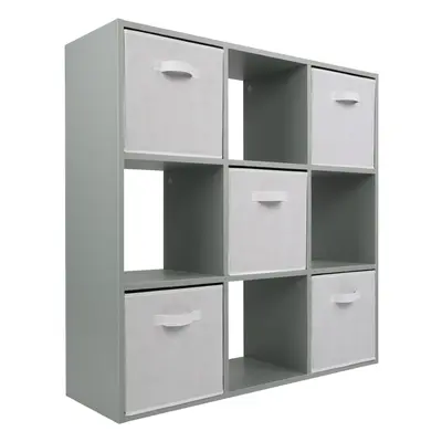 (5 White Drawers) Charles Jacobs Grey Cube Open Book Shelf Storage