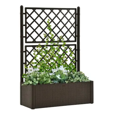 vidaXL Garden Raised Bed with Trellis and Self Watering System Mocha Planter