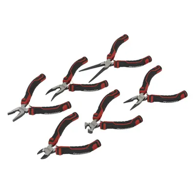 6 Piece Mini Pliers Set - Serrated Jaws - Hardened Cutting Edges - Comfort Grip