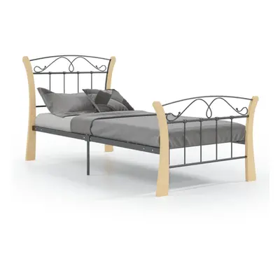 vidaXL Bed Frame Black Metal 90x200 cm Bedroom Furniture Bed Base Bedstead