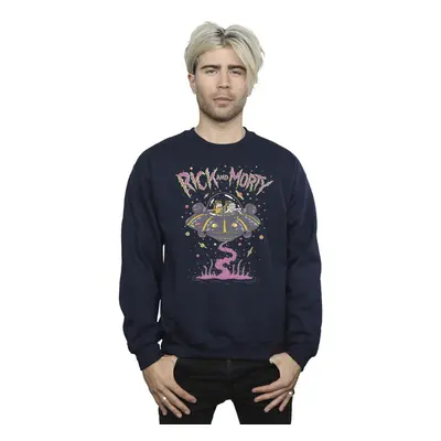 (4XL, Navy Blue) Rick And Morty Mens Pink Spaceship Sweatshirt