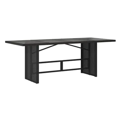 (black, glass) vidaXL Garden Table with Glass Top Patio Outdoor Dining Table Poly Rattan