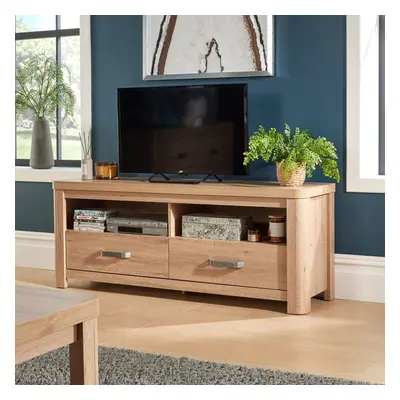 (140cm) Home Source Huntingdon Drawer TV Stand Unit Oak Effect