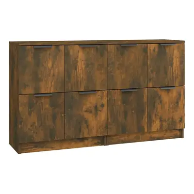 (smoked oak, 187) vidaXL 2x Sideboards Engineered Wood Storage Cabinet Cupboard Multi Colours