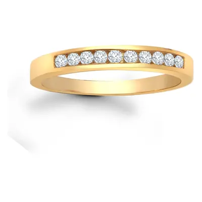 (L) Jewelco London Ladies Solid 9ct Yellow Gold Channel Set Round H I1 0.25ct Diamond Dainty Ban