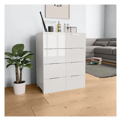 vidaXL Sideboard High Gloss White Chipboard Cabinets Organiser Storage Stand