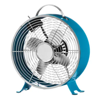 Portable Retro Desk Fan with Speeds, Blue