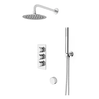 Nes Home Round Way Concealed Shower Mixer Valve, Shower Head, Handset, Bath Filler Chrome