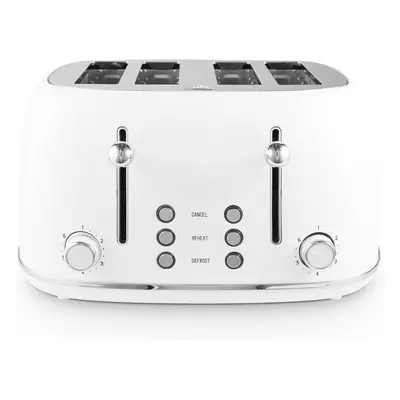 Tower Heritage Slice Toaster In White & Chrome T20076WHT