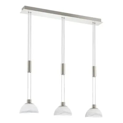 Pendant Light Colour Satin Nickel Shade White Glass Alabaster Bulb LED 3x6W