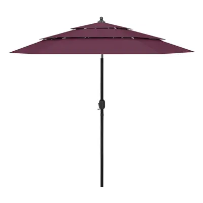 vidaXL 3-Tier Parasol with Aluminium Pole Bordeaux Red Patio Sunshade Cover