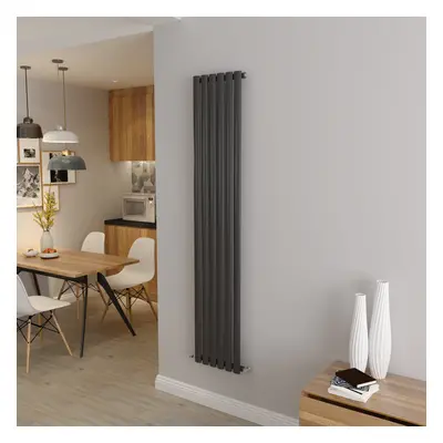 (Single 1800x354mm, Anthracite) Designer Oval Column Radiator Central Heating