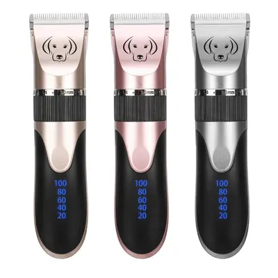 (Pink, Type A) Pet Hair Trimmer Multiple Charging Methods Powerful Motor 5-speed Adjustment Type