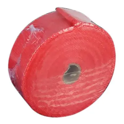 (Red) 10m Fiberglass Wrap Exhaust Heat Roll Durable Wear-Resistant Shield Tape Insulating Pipe