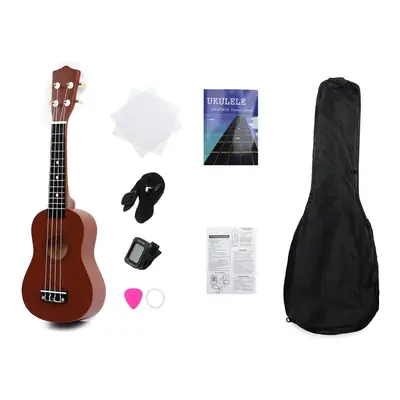 (White) Inch Strings Wood Hawaii Ukulele Musical Instrument with Gig Bag Strings Tuner Strap