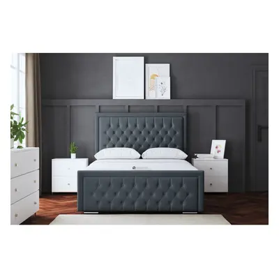 (King, Steel) Allegra Upholstered Bed