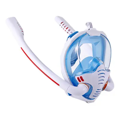 (White, M) Double Tube Snorkeling Mask Silicone Full Dry Diving Mask Swimming Mask Goggles Self 