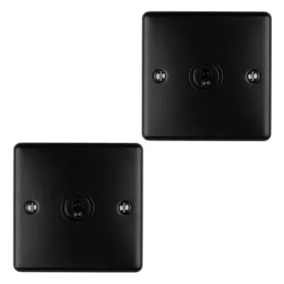 2 PACK Gang Single Retro Toggle Light Switch MATT BLACK 10A Way Plate