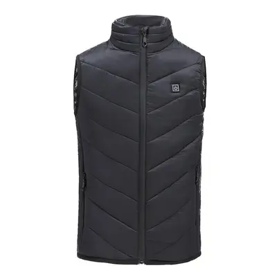 (Black, L) Children USB Heated Warm Back Cervical Spine Hooded Winter Jacket Motorcycle Skiing R