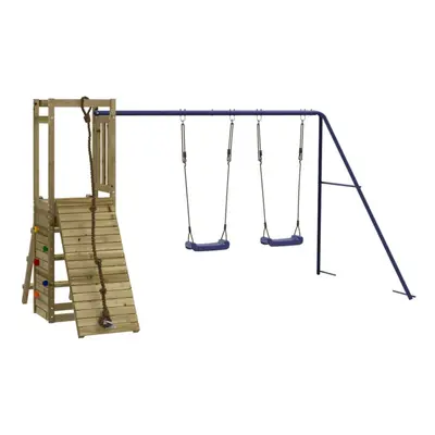 (solid impregnated pinewood) vidaXL Playhouse Climbing Frame with Swings Climbing Kids Wall Soli