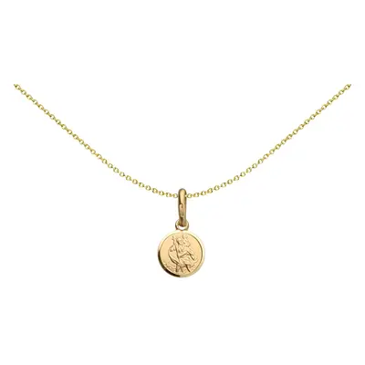 Jewelco London Solid 9ct Yellow Gold Matte St Christopher Medallion Pendant - JPM001