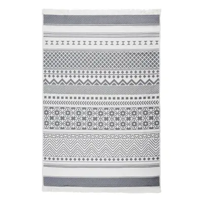 (160 x cm) vidaXL Rug Grey and White Cotton Indoor Mat Reversible Floor Washable Carpet