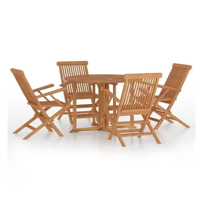 vidaXL Solid Wood Teak Folding Outdoor Dining Set Piece Wooden Dining Set