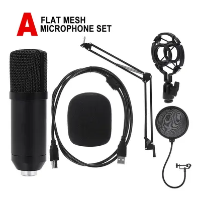 (A:Round Mesh Microphone Set) Professional Intelligent Noise Reduction USB Condenser Microphone 