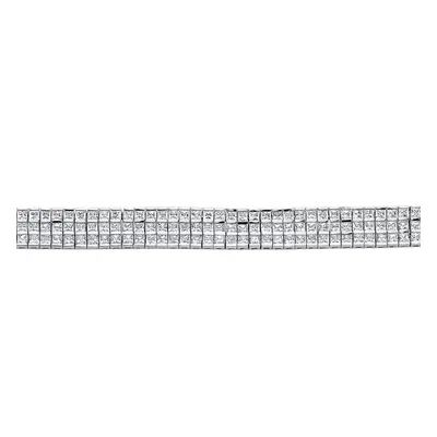 Jewelco London Ladies Sterling Silver Princess Cut Cubic Zirconia Row Eternity Tennis Bracelet 1