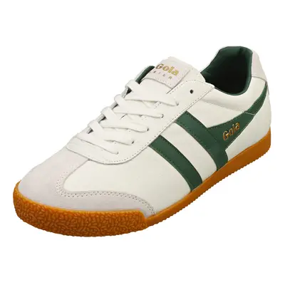 (9) Gola Harrier Mens Classic Trainers in White Green