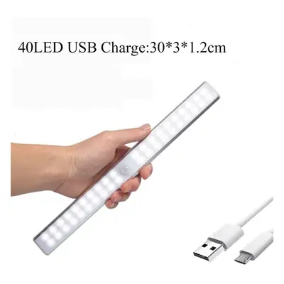 (40LED USB Charge, Warm Light) Wireless LED Cabinet Night Light Motion Sensor Light Closet Night