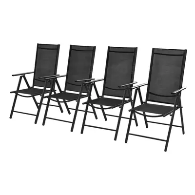 vidaXL 4x Folding Garden Chairs Aluminium Black Outdoor Patio Furniture Seats