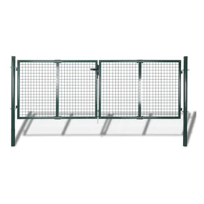 vidaXL Garden Fence Gate 289x100cm/306x150cm Steel Green Patio Wall Grill Door