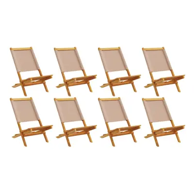 (taupe, pcs) vidaXL Folding Garden Chairs pcs Chairs Cream White Fabric and Solid Wood