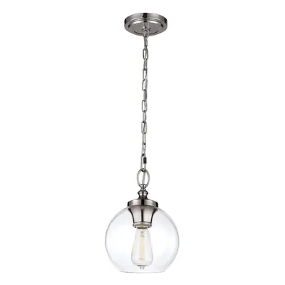 1 Bulb Ceiling Pendant Light Fitting Highly Polished Nickel LED E27 60W