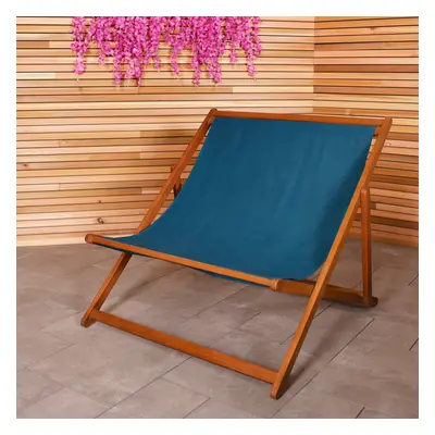 Charles Bentley FSC Eucalyptus Wooden Double Deck Chair for Outdoors and Garden FSC Wood Polyest