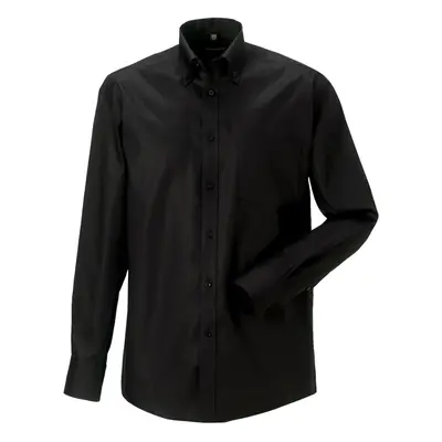 (14.5inch, Black) Russell Collection Mens Long Sleeve Ultimate Non-Iron Shirt