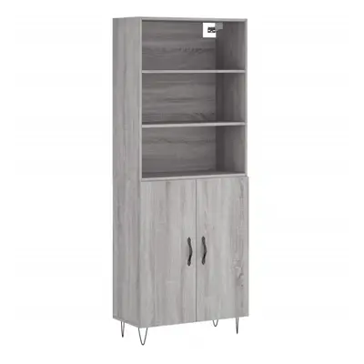 (grey sonoma, doors) vidaXL Highboard Sideboard Cupboard Side Cabinet Sonoma Oak Engineered Wood