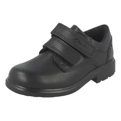 (UK 8.5 Child, Black) Boys Clarks Double Strap School Shoes Remi Pace - F Fit