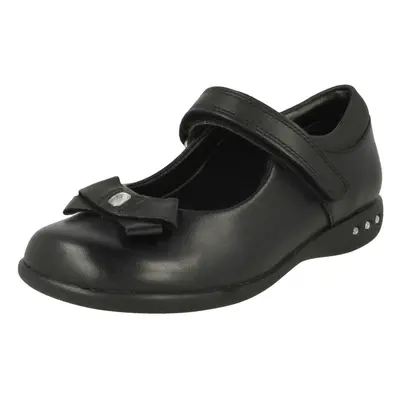 (UK 7.5 Infant, Black) Girls Clarks Bow Detail School Shoes Prime Skip - G Fit