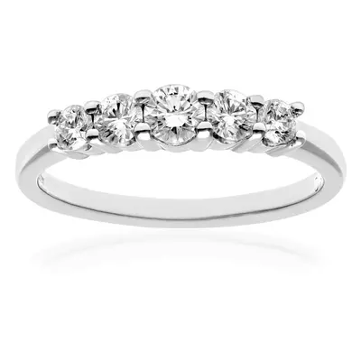 (K) Jewelco London Platinum Round Diamond Graduated Stone Eternity Ring 3mm 0.50CT H/SI - PR0AXL