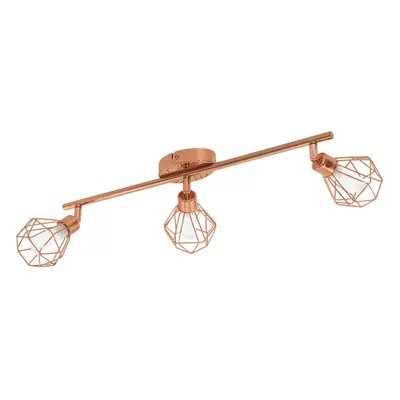 Flush Spot Ceiling Light Copper Steel Shade White Satin Glass Bulb G9 3x3W