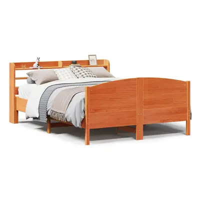 vidaXL Bed Frame & Headboard Wax Brown 120x190 cm Small Double Solid Wood Pine