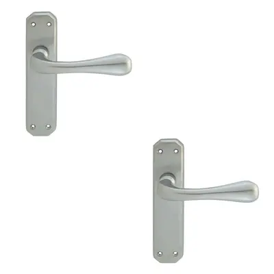 2x PAIR Heavy Duty Handle on Angular Latch Backplate x 40mm Satin Chrome