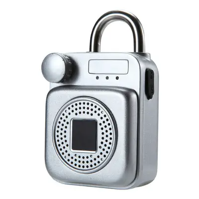 (Silver gray) Mini Backpack Shape Bluetooth Speaker Smart Lock USB Charging APP/Fingerprint Unlo