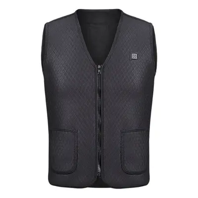 (Black, L) USB Unisex Electric Heated Warm Vest Heating Work Coat Outdoor Skiing Jacket