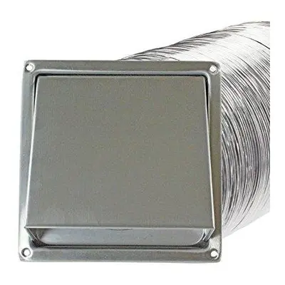 External Wall Air Vent Stainless Steel Square Hood Cowl 100mm 4" + 5m Aluminium Vent Hose